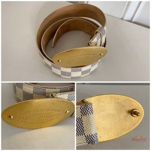 Louis Vuitton Louis Vuitton Damier Azur Canvas Leather Voyage Belt